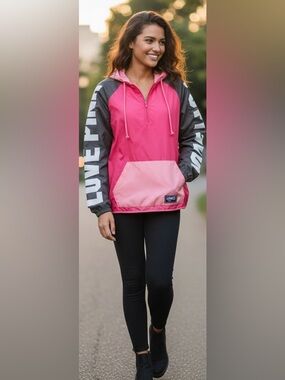 PINK Victoria's Secret Pink and Gray Utility Jacket